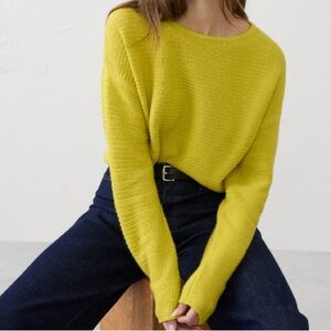 Banana Republic Boxy Cropped Pullover Sweater in Citron Green Size XL